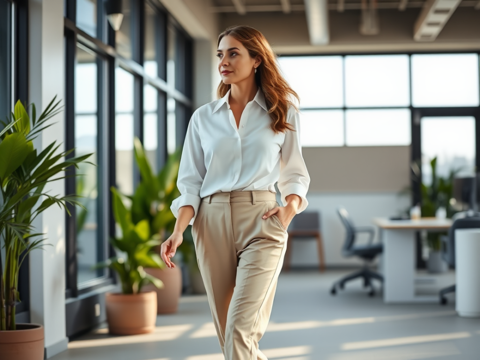 opendomo.org | Idées de blouses à porter avec un pantalon beige pour le bureau